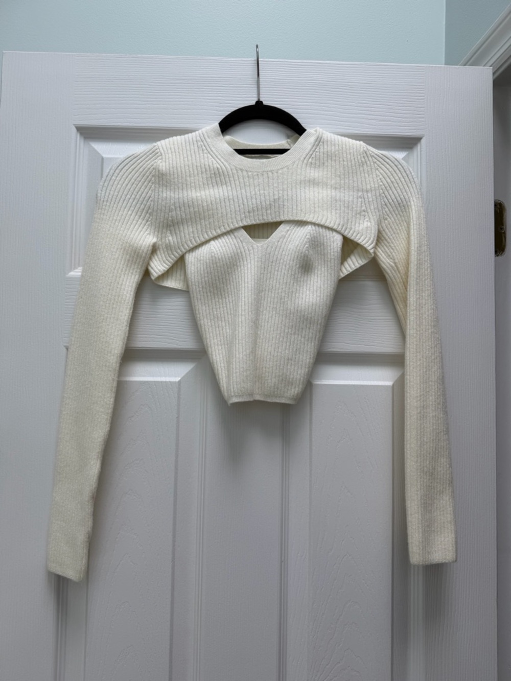 Abercrombie Ivory Ribbed Shrug and Tank Set